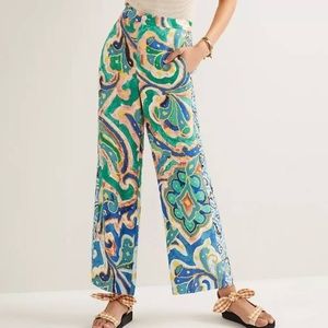 Anthropologie Maeve Rhiannon satin cropped flare pant size 10